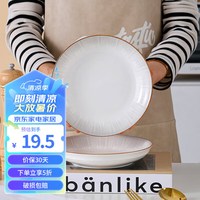 传旗釉下彩斗笠盘7英寸2只菜盘沙拉盘家用深汤盘子微波炉餐具 流星