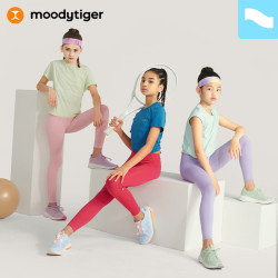 moodytiger 光谱系列女童裤子夏款凉感防晒速干运动瑜伽裤| 小轻风 鼠尾草色 140cm