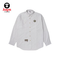 Aape男装春夏猿颜迷彩字母刺绣纯色条纹长袖衬衫8458XXL