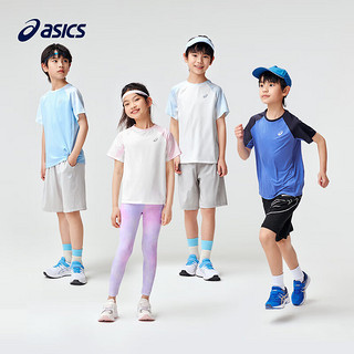 亚瑟士（asics）童装2024春夏季男女童吸湿速干柔软舒适插肩短袖T恤332241173083 65F白粉色 110