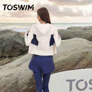 TOSWIM拓胜分体泳衣女冲浪服防晒长袖长裤带帽可拆卸运动衣 绯霞流云L