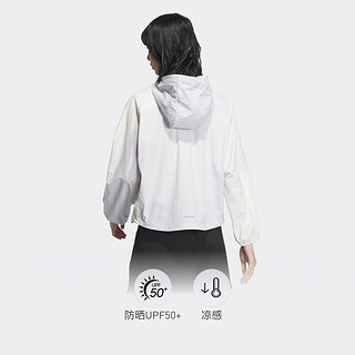 adidas城野共生速干凉感UPF50+宽松外套防晒衣女夏阿迪达斯轻运动 汉玉白/符点灰 L