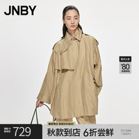 JNBY/江南布衣春夏风衣女设计感中长款宽松H型直筒OL风纯棉5N1914070 272/驼杏色 S