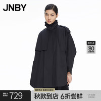 JNBY/江南布衣春夏风衣女设计感中长款宽松H型直筒OL风纯棉5N1914070 001/本黑 S