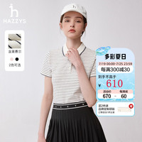 HAZZYS哈吉斯女装 夏季新款POLO女修身条纹POLO衫ASTSE0BBF18