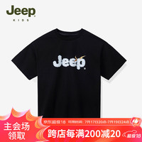 Jeep吉普2024年夏季中小童潮流百搭夏季短袖 黑色 150cm