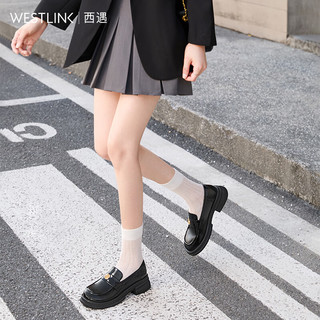 西遇金币乐福鞋女2024新款春季高级感复古单鞋英伦圆头厚底小皮鞋