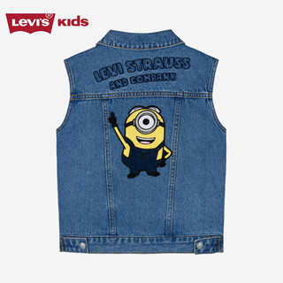 Levi's李维斯【小黄人联名】童装男童牛仔马甲户外休闲上衣 婴儿蓝 140/68