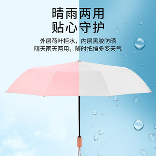 雨航（YUHANG）防紫外线太阳伞三折8骨晴雨两用伞折叠便携商务黑胶伞 粉色 手开-8骨-樱花粉【晴雨伞】