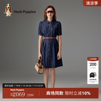 Hush Puppies【商场同款】暇步士女装夏季舒适弹力牛仔连衣裙 复古蓝牛仔 L