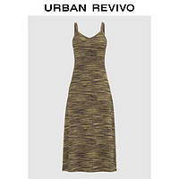 URBAN REVIVO 女士轻熟休闲风杂色吊带针织连衣裙 UWM940003 黄棕 XS