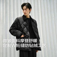 【日系工装】太平鸟男装冬季灯芯绒拼接轻薄衬衫羽绒服