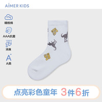 爱慕儿童（AIMER KIDS）小猪佩奇卡通IP抑菌消臭棉袜儿童袜子男女童网眼平纹四季袜A类 恐龙字母四季短袜AK294F192 16(脚长14-16cm，2-4岁)