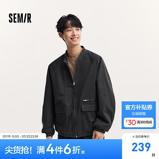 森马（Semir）外套男2024秋季潮流复古工装夹克宽松纯色百搭上衣插肩袖 深灰20941 165/84A/S