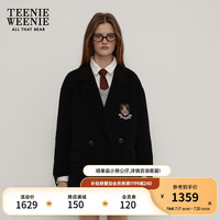 Teenie Weenie小熊2024秋绵羊毛双面呢学院西装毛呢大衣外套女 黑色 165/M