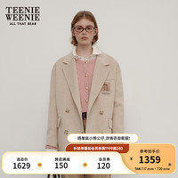 Teenie Weenie小熊2024秋绵羊毛双面呢学院西装毛呢大衣外套女 燕麦色 170/L