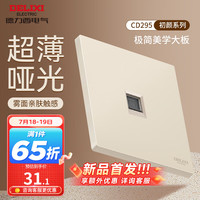 DELIXI德力西开关插座面板 哑光磨砂大板家用86型超薄墙壁电源开关CD295凝脂黄 电脑插座