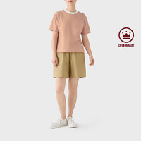 無印良品 MUJI（無印良品 ）女式 天竺编织圆领短袖T恤上衣打底衫女款内搭