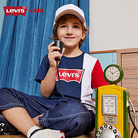 Levi's 李维斯童装男童短袖T恤夏季儿童纯棉舒适针织休闲上衣 深靛蓝 120/60(6)