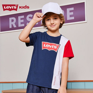 Levi's 李维斯童装男童短袖T恤夏季儿童纯棉舒适针织休闲上衣 深靛蓝 120/60(6)