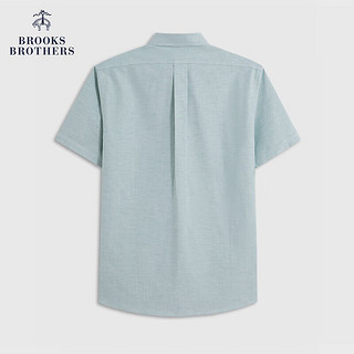 布克兄弟（BrooksBrothers）男士24春夏修身版免烫牛津纺纯色短袖衬衫 3000-浅绿色 XXL