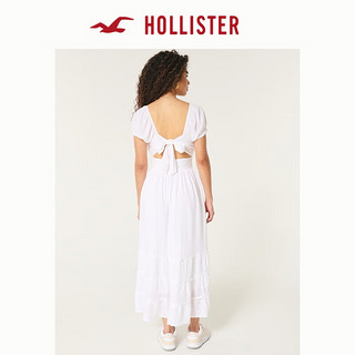 HOLLISTER24夏季新款甜美露背修身短袖长款连衣裙 女 KI359-4317 白色 XXS （150/80A）短版