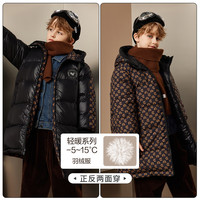 ASK JUNIOR【双面穿】男童羽绒服冬装新品儿童加厚中长连帽羽绒服 黑色 1