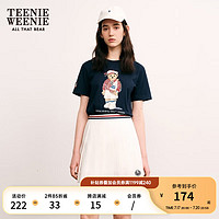 Teenie Weenie小熊夏季T恤女卡通时尚短袖休闲风上衣女 象牙白 160/S