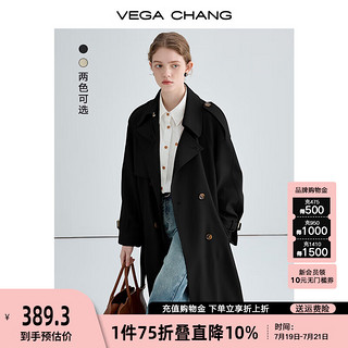 VEGA CHANG风衣外套女2024年秋季新款小个子中长款宽松休闲高级感英伦风大衣