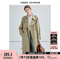 VEGA CHANG风衣外套女2024年秋季小个子中长款宽松休闲高级感英伦风大衣 细砂棕 S