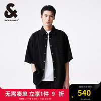 杰克·琼斯(JACK&JONES)夏季宽松翻领上衣简约时尚深灰牛仔衬衫短袖外套男224359003 A16 深灰牛仔 A16 深灰牛仔 165/88A/XS