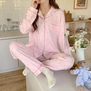 婧麒（JOYNCLEON）月子服春秋产后睡衣女春秋夏季薄款哺乳家居服可外出舒适 粉底粉点 XXL码