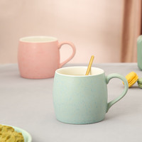 无泥哑光系列马克杯子 大容量喝水杯 简约风早餐杯 撞色陶瓷杯 星晴杯-雪花绿 420ml 单杯