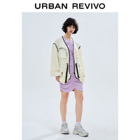 UR2024夏季女装街潮机能工装风超宽松撞色外套UWV140038 粉白 L(XL-XXL)