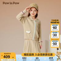 PawinPaw卡通小熊童装2024年秋冬女童毛织上下套装裙气质好看 D/Beige深米色/37 110cm
