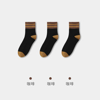 健将羊毛袜子女中筒袜秋冬保暖中筒加绒加厚长筒秋冬毛圈拼色月子袜 咖啡*3 均码