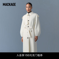 MACKAGE羊毛系列-女士 CEYLA双面修身经典长款羊毛大衣 早秋 奶油白 XS