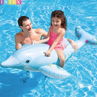 INTEX58535海豚充气坐骑 游泳圈成人儿童充气玩具浮排浮床加厚水上