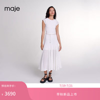 Maje【博主同款】2024早秋新款女装针织短袖收腰连衣裙长裙MFPRO03713 白色 T34