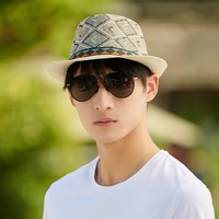 kt青年帽子男夏天防晒太阳帽韩版时尚百搭小礼帽英伦绅士帽草爵士帽 黑色 成人均码