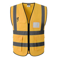 鑫凯蒙 广告反光马甲工作服工地背心施工外卖环卫工人服装印字logo 口袋款/黄色 均码