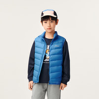 asics亚瑟士童装2024冬季男女儿童三防科技羽绒马甲 1406蓝色 110cm