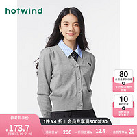 热风（Hotwind）针织衫女2024年秋季女士V领休闲舒适基础亲肤显瘦针织上衣 52深灰 XL