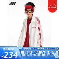 ER条纹撞色加绒卫衣套装潮牌运动服校园风装【明星同款】 白色套装 S码-165/60kg