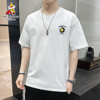 稻草人(MEXICAN)短袖t恤男潮流休闲圆领打底衫男宽松薄款夏季衣服男装 白色L