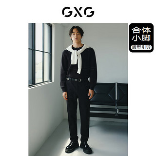 GXG 男装 双色弹力休闲简约小脚休闲裤男士 冬季 黑色 185/XXL