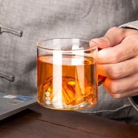 容山堂 国潮观山杯创意简约水杯彩色玻璃杯小号茶杯个性威士忌酒杯 玻璃带把观山杯-琥珀