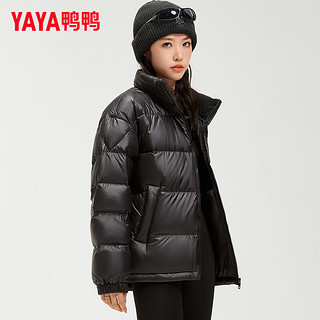 鸭鸭（YAYA）羽绒服短款2024冬季立领简约百搭舒适保暖外套HY 青光黑色 L