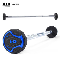 XTR Fitness 曲杆铃商用固定pu定值杠铃健身房家用奥杆定值小直弯杆套装 直杆10KG