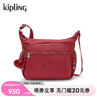 88VIP：kipling 男女款2024秋冬中性风斜挎包百纳牛角包GABBIE系列 尚红色